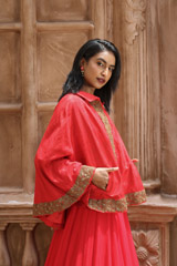 Red And Gold Cape AnarkaliIMG_0734 copy